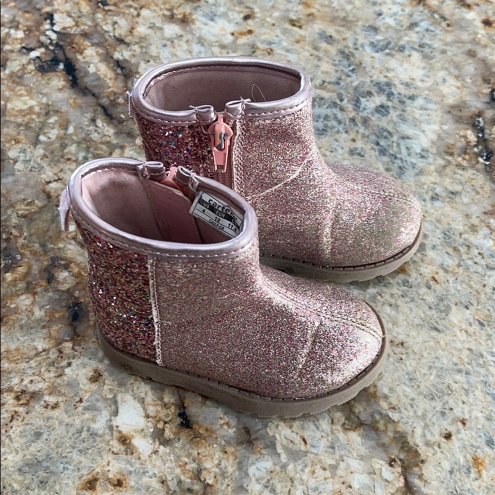 Toddler Girl Pink Sparkle Boots Size 4 Carter’s Glitter Boots